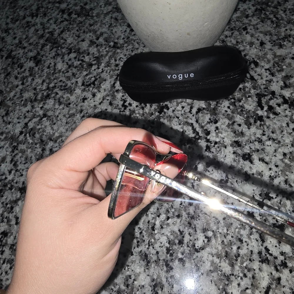 Vogue Red Patterned Sunglasses with Black Case - Picture 3 of 4